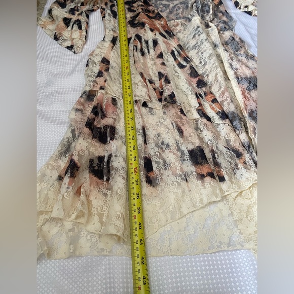 ORIGAMI cardigan TUNIC SWEATER S/M/ L XL vtg LEOPARD ANIMAL PRINT LACE BOHEMIAN - Picture 6 of 15